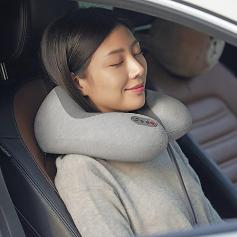 Momoda massage and hot compress multifunctional neck pillow gray